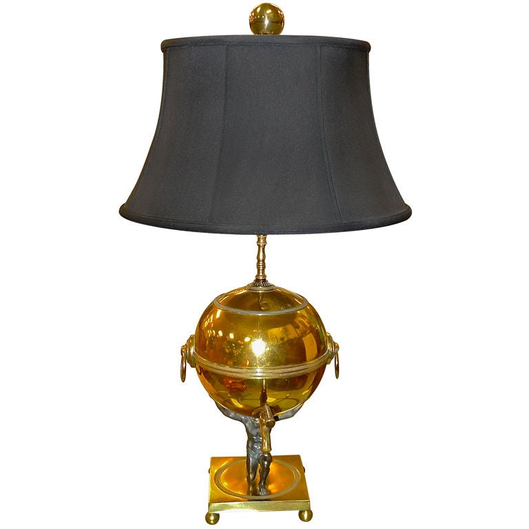 Atlas Globe Samovar Table Lamp For Sale