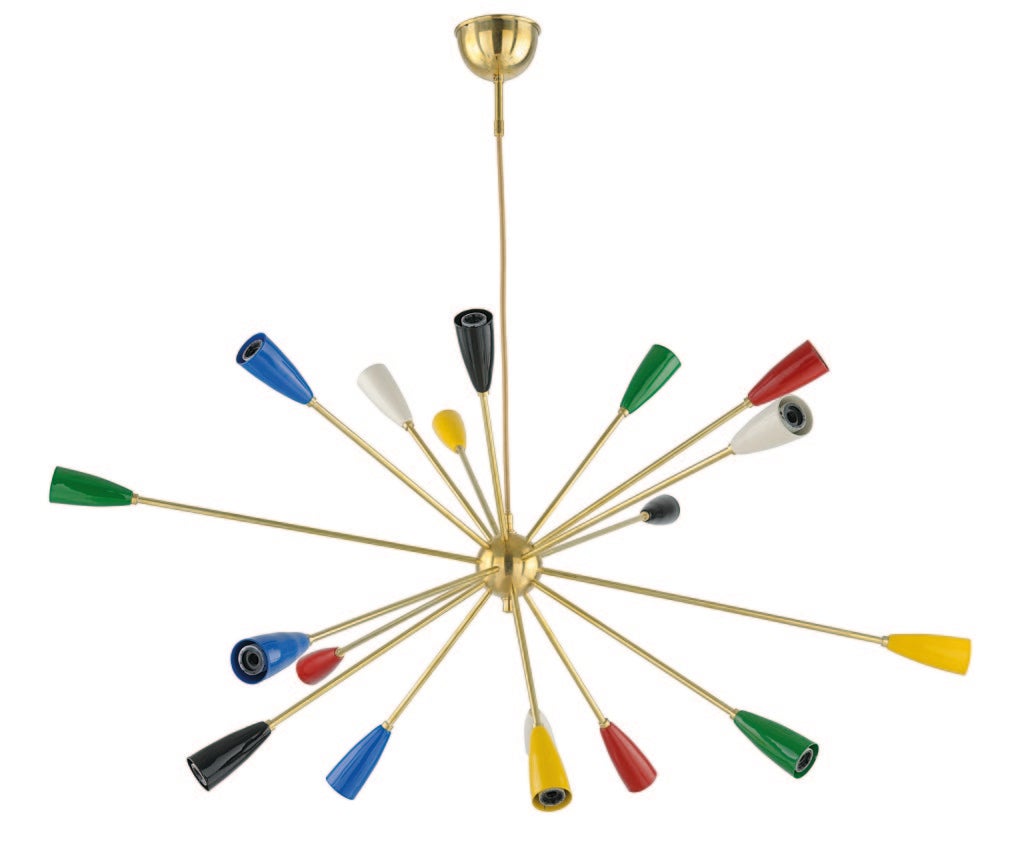 Incredible 1950's Italian Sputnik suspension chandelier by FILVEM.