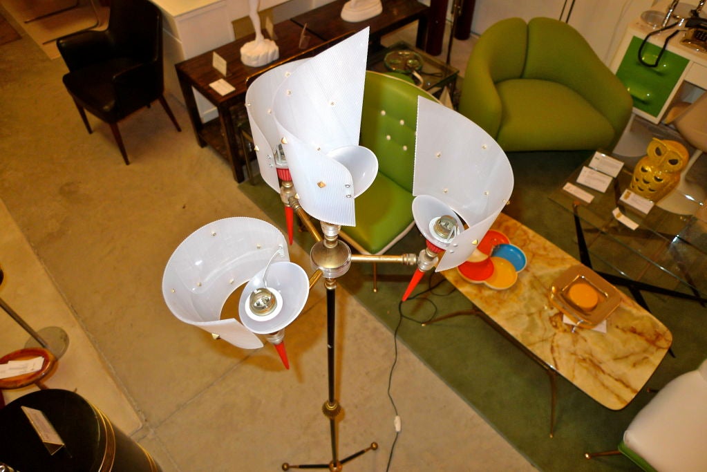 Pair of Whimsical French Modernist Tripod Floor Lamps For Sale 2