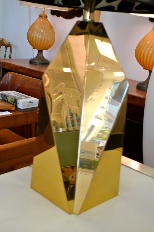 Geometric Design Polished Brass Table Lamp 1