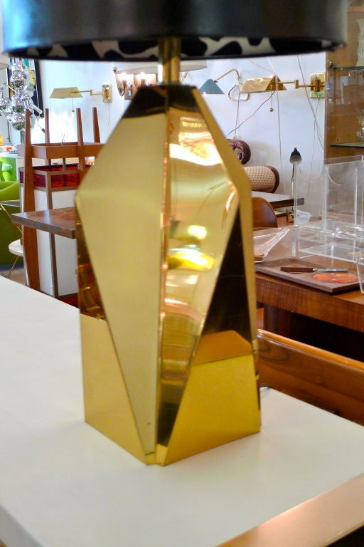 Geometric Design Polished Brass Table Lamp 2