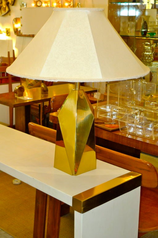 Geometric Design Polished Brass Table Lamp 4