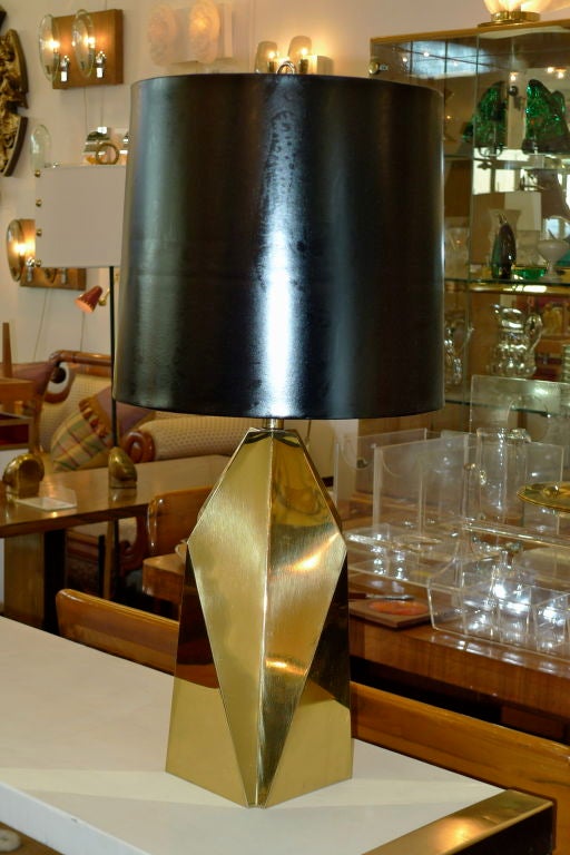 Geometric Design Polished Brass Table Lamp 5