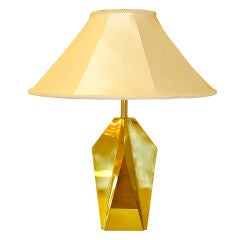 Geometric Design Polished Brass Table Lamp