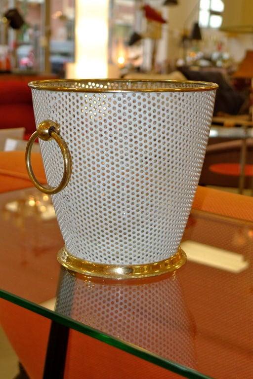 French 1950's Perforated Metal Ice Bucket 1