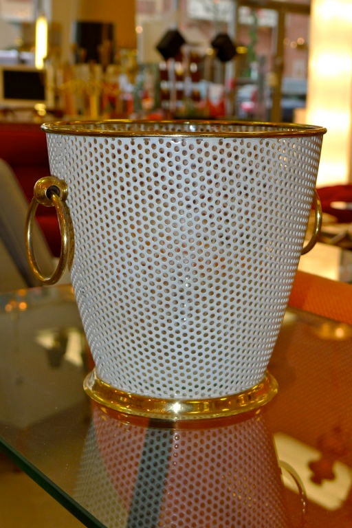 French 1950's Perforated Metal Ice Bucket 3