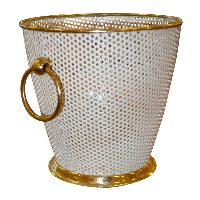 French 1950's Perforated Metal Ice Bucket