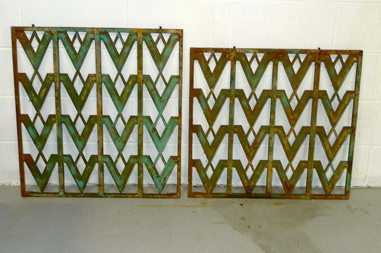 American Art Deco Cast Iron Grille in Letter 
