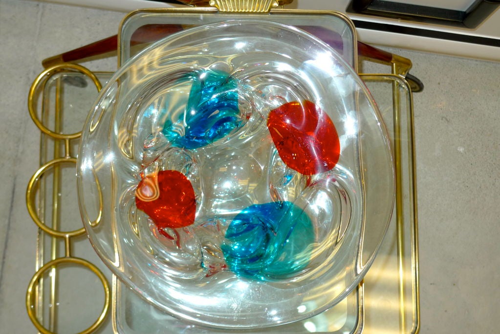 Italian Murano Glass Charger Attributed to Fulvio Bianconi for Cenedese For Sale