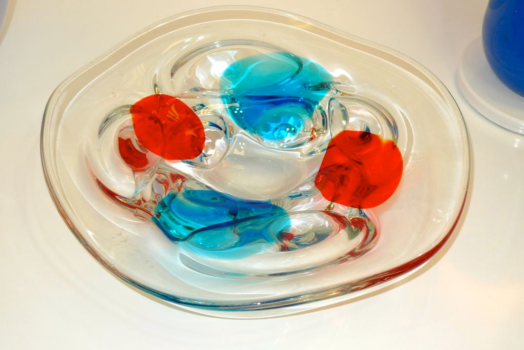 Murano Glass Charger Attributed to Fulvio Bianconi for Cenedese For Sale 1