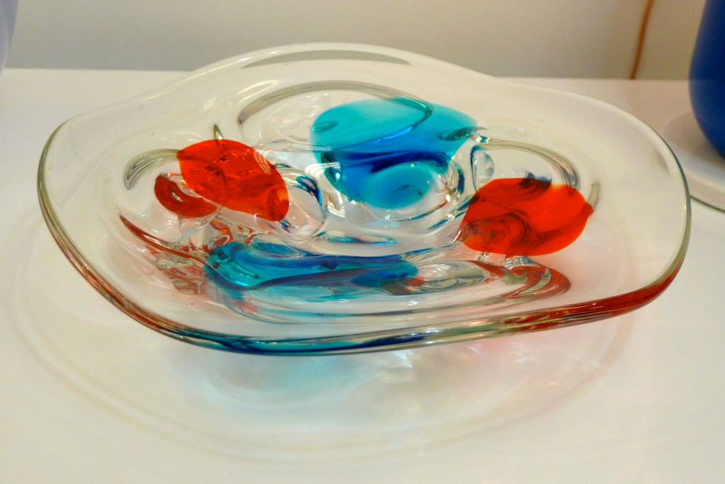 Murano Glass Charger Attributed to Fulvio Bianconi for Cenedese For Sale 2