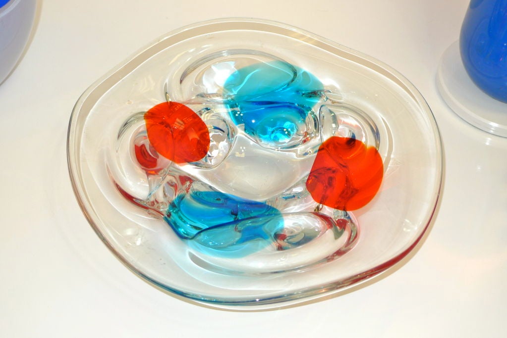 Murano Glass Charger Attributed to Fulvio Bianconi for Cenedese For Sale 3