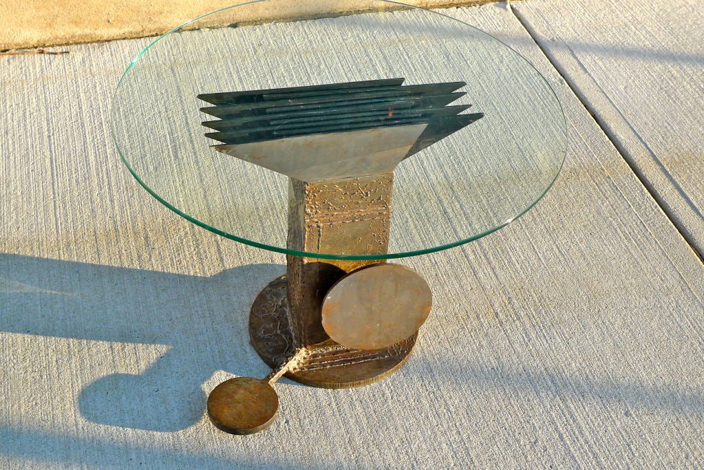 Américain Base de table sculpturale artisanale en fer et métal en vente