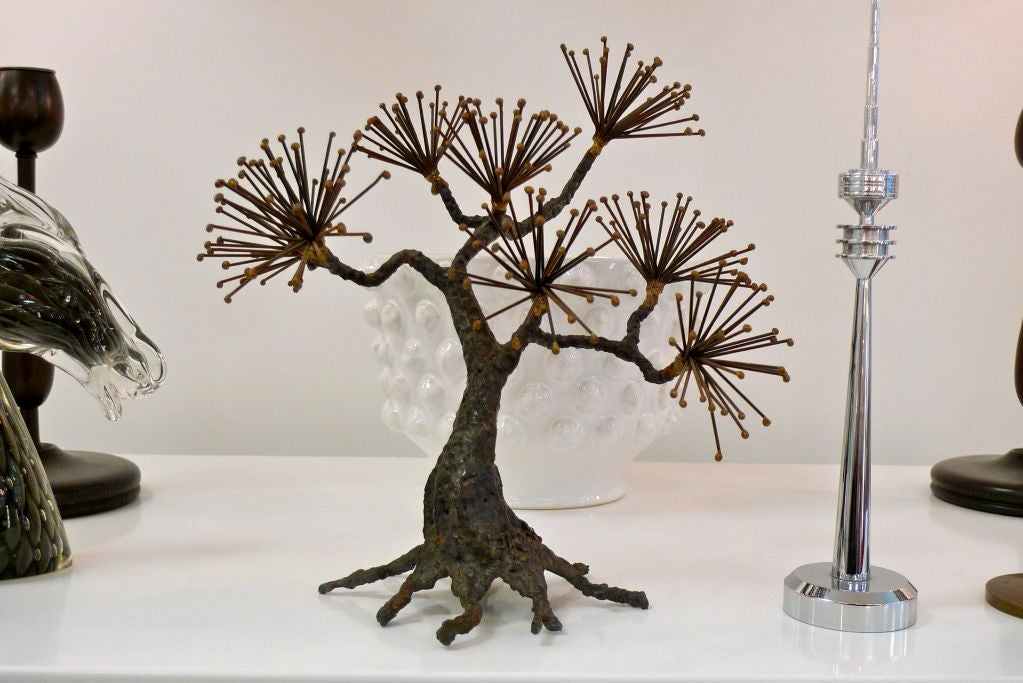 American Sculptural Metal Tree Signed 