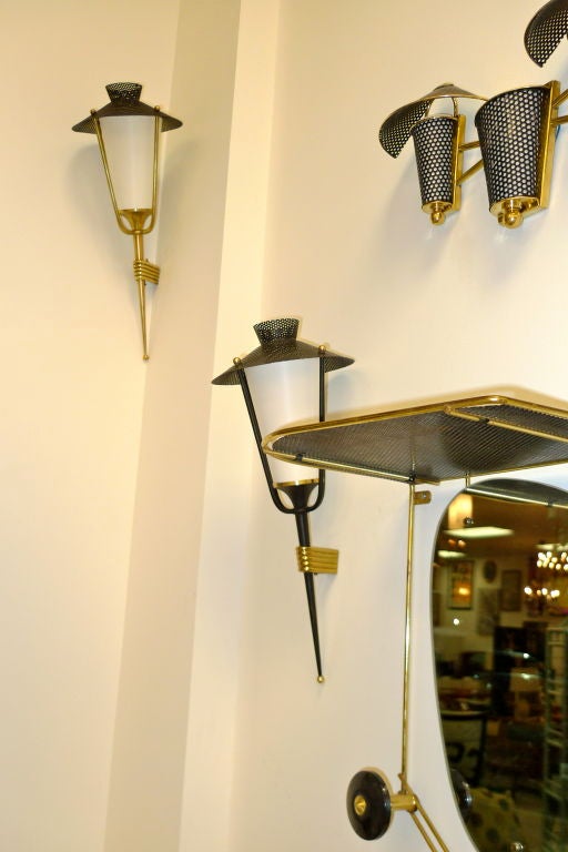 Pair of French 1950's Lantern Sconces 7