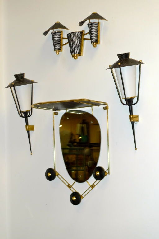 Pair of French 1950's Lantern Sconces 6