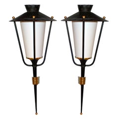 Pair of French 1950's Lantern Sconces