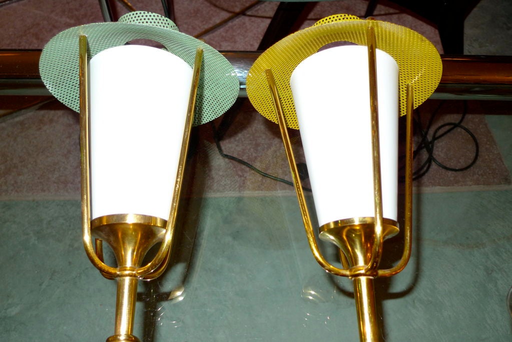Metal 1950's French Lantern Wall Sconces by Arlus