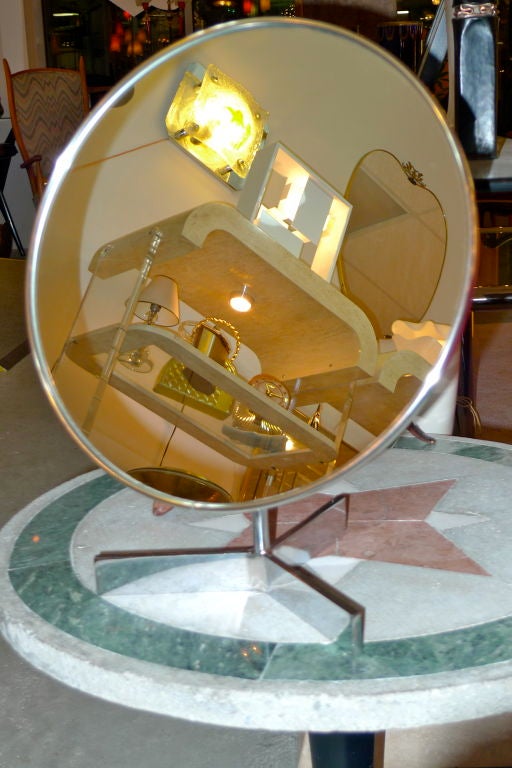 English Owen Thomas for Durlston Designs Round Chrome Vanity Mirror
