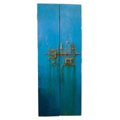 Pair of 19th C Painted Doors from India