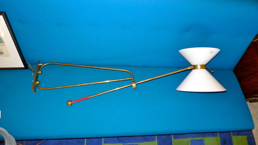 Pierre Guariche Brass & Vianne Glass Articulating Arm Sconce