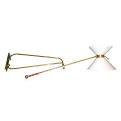 Pierre Guariche Brass & Vianne Glass Articulating Arm Sconce