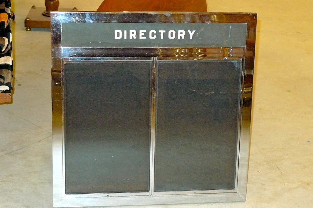 Art Deco Chrome & Glass Skyscraper Directory Sign In Good Condition For Sale In Hanover, MA