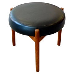 Spøttrup Møbelfabrik Round Teak & Leather 3 Leg Stool