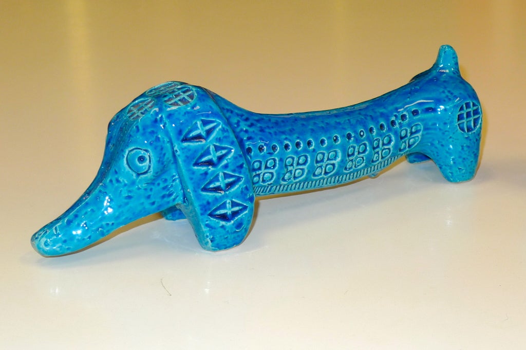 Mid-20th Century Pair of Rimini Blue Italian Ceramic Dachshunds