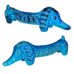 Pair of Rimini Blue Italian Ceramic Dachshunds