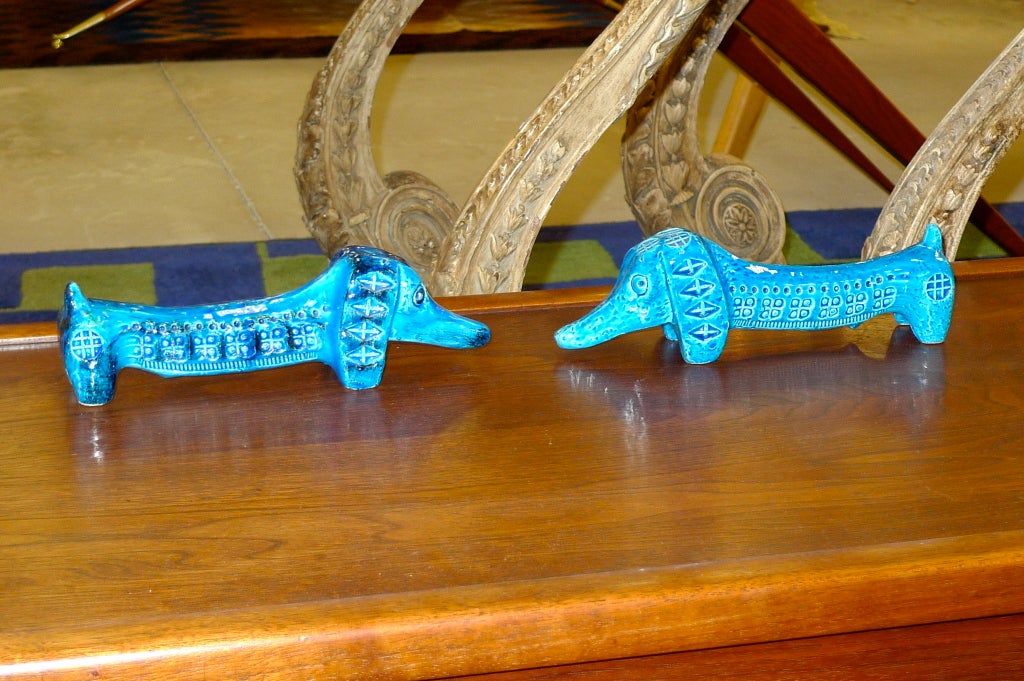 Pair of Rimini Blue Italian Ceramic Dachshunds 3