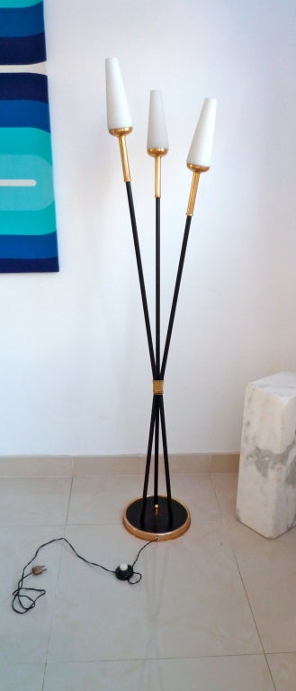 Mid-20th Century French 1950's Triple Spear Floor Lamp by Disderot