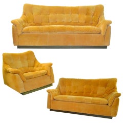 1970's Brazilian Sofa, Love Seat & Lounge Chair