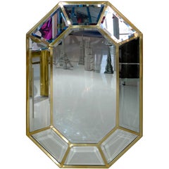 Italian Brass Octagonal Mirror