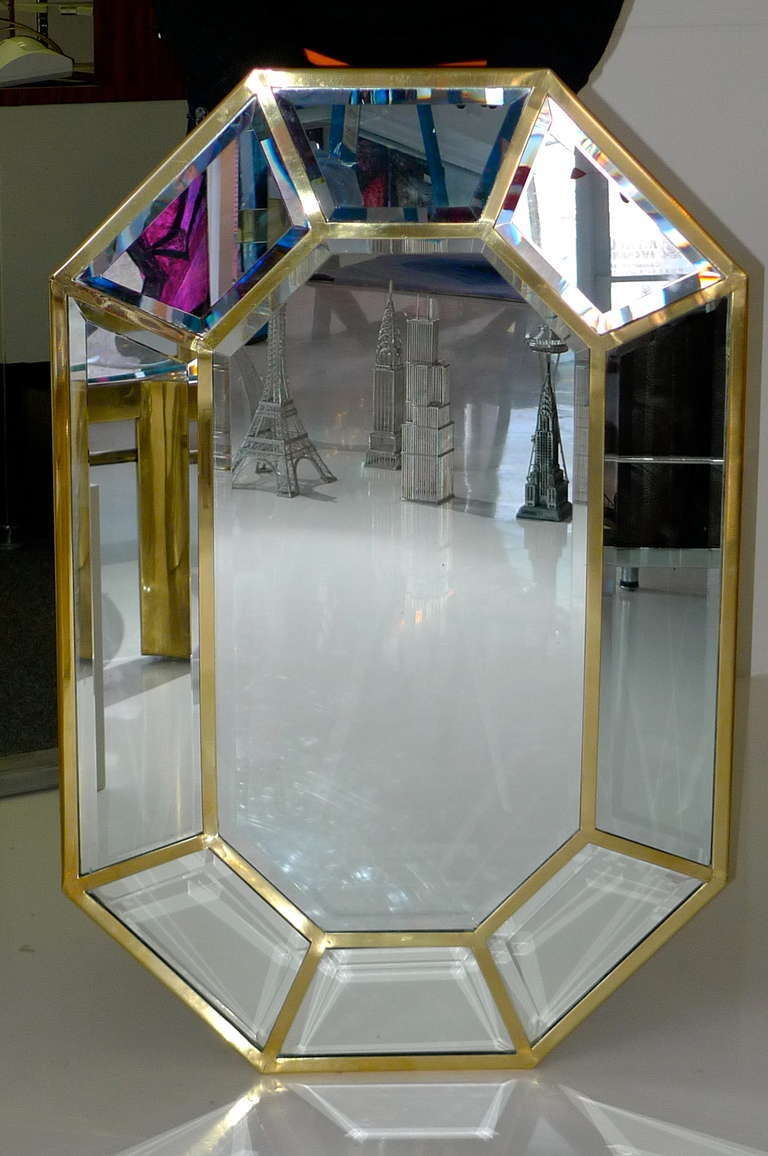 Italian Brass Octagonal Mirror