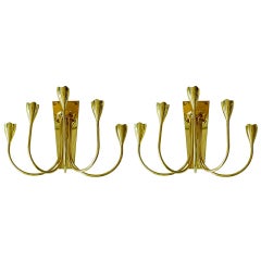 Pair of Stilnovo Brass Candelabra Sconces 8