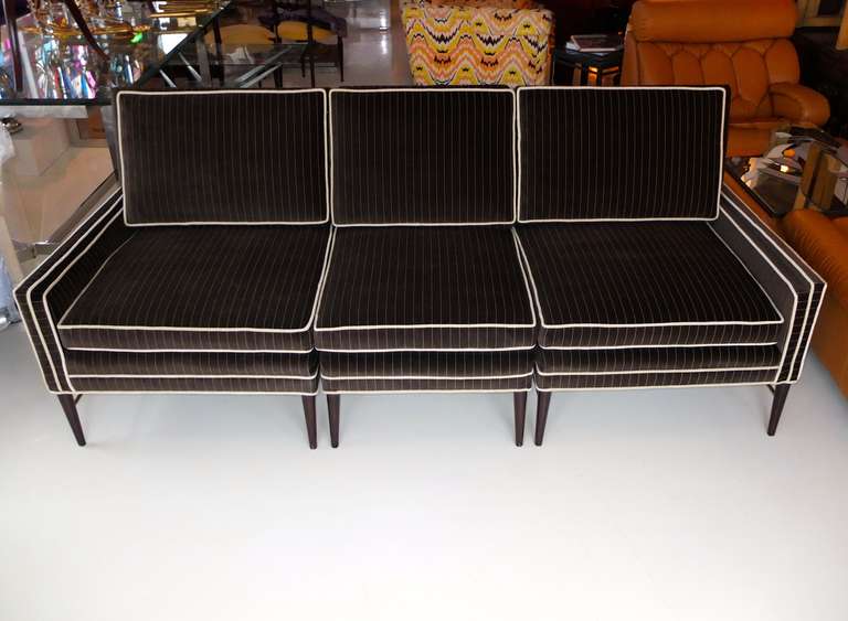 Paul McCobb Three Chair Sofa Sectional for Directional by Custom Craft In Excellent Condition In Hanover, MA