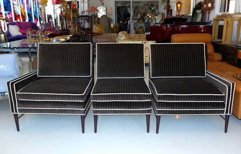 Mid-Century Modern Paul McCobb Three Chair Sofa Sectional for Directional by Custom Craft