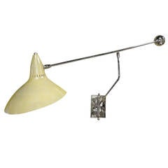 Vintage French 1950s Articulating Swing Arm Wall Lamp in 24-Karat Gold-Plated