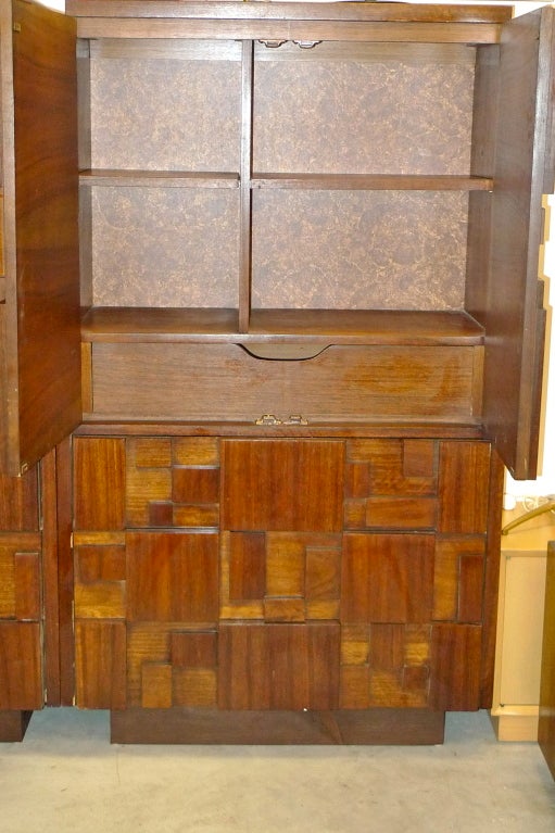 Late 20th Century Pair of Brutalist Walnut Wardrobe Chests