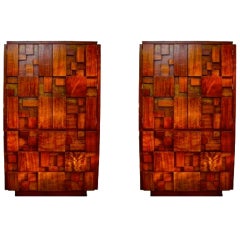 Pair of Brutalist Walnut Tall Chests 4