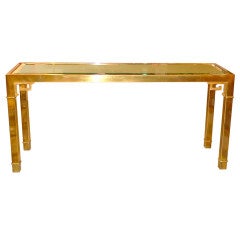 Mastercraft Brass Greek key Long Console Table