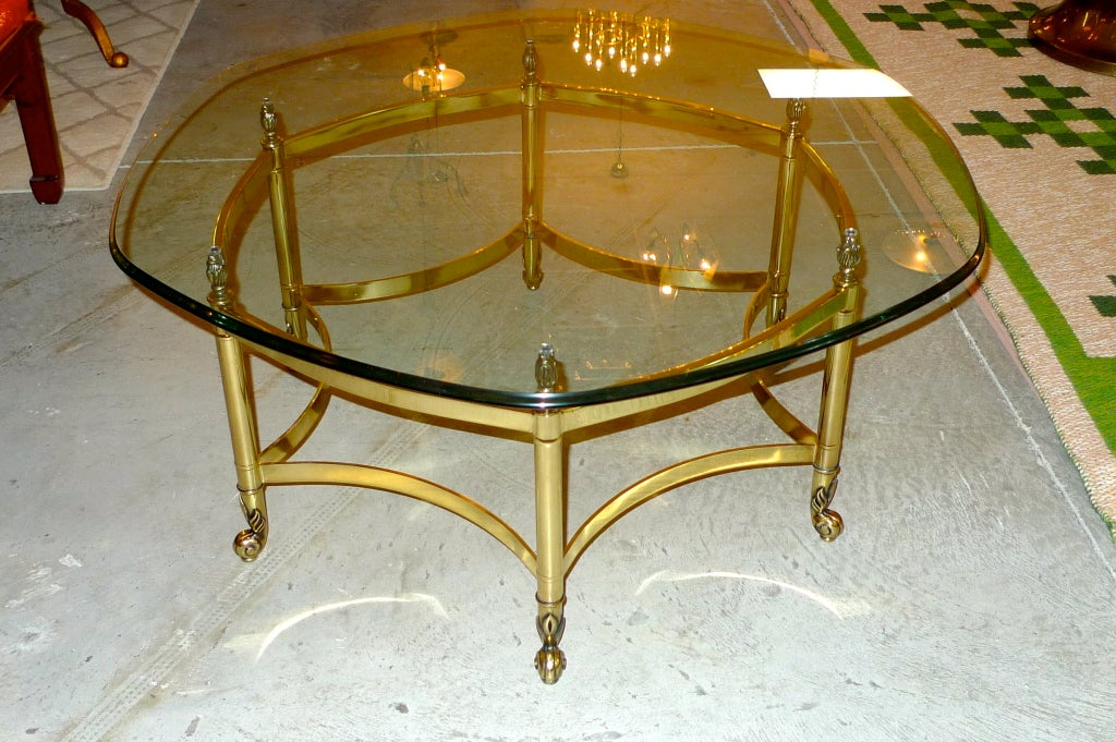 Italian La Barge Brass Hexagonal Cocktail Table For Sale