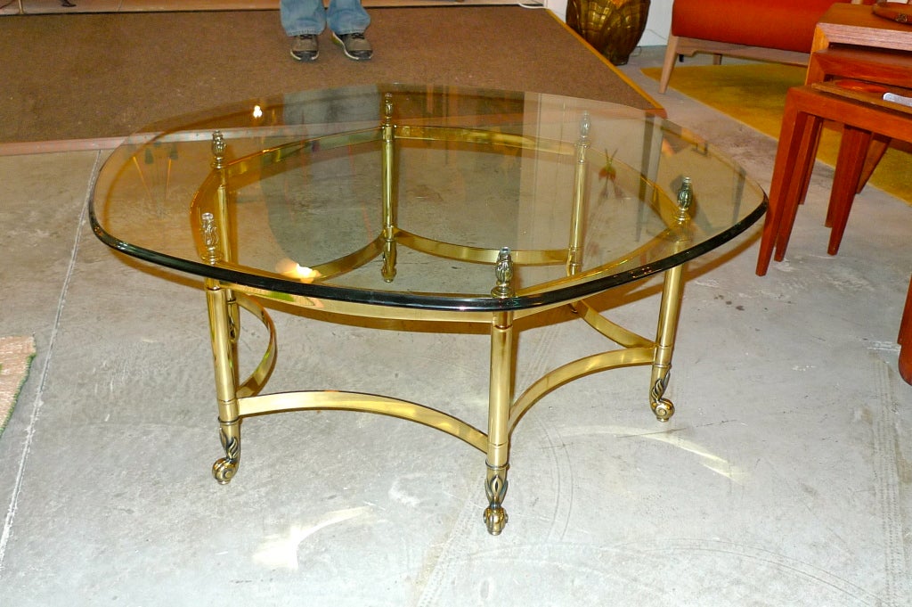 La Barge Brass Hexagonal Cocktail Table In Excellent Condition For Sale In Hanover, MA