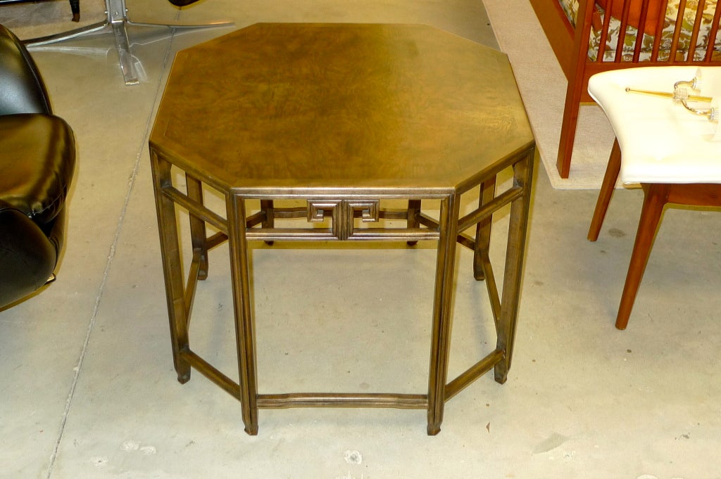 Vintage Baker Octagonal Walnut Lamp Table In Excellent Condition In Hanover, MA
