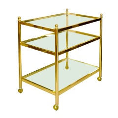 French 1960
s Three Tier Brass Bar Cart