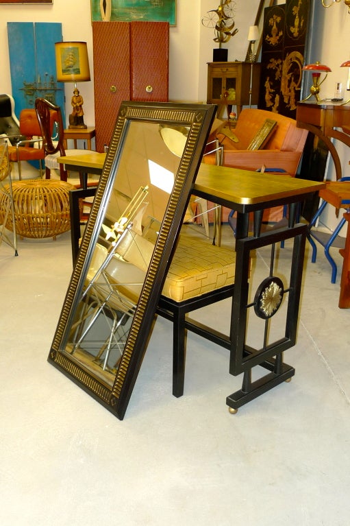 American Hallway Console Table, Bench & Mirror in Manner of James Mont