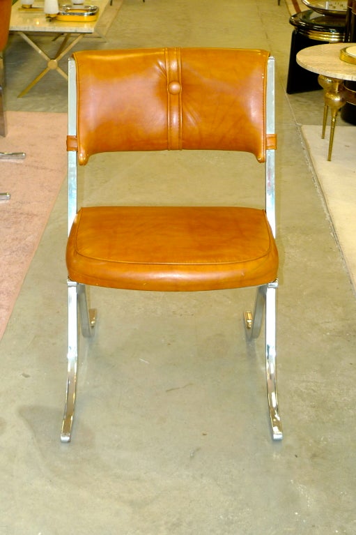 Set of 6 1970's Barcelona Style Dining Chairs 1