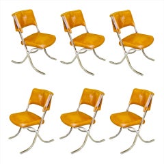Retro Set of 6 1970's Barcelona Style Dining Chairs