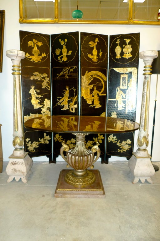 Silvered Urn Form Pedestal Table By James Mont 4